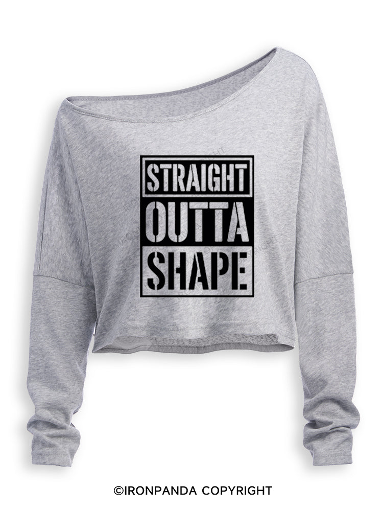 STRAIGHT OUTTA SHAPE Off Shoulder Long Sleeve Crop Top