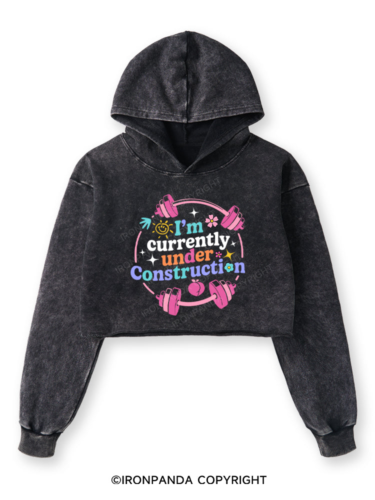 I'M CURRENTLY UNDER CONSTRUCTION Washed Crop Hoodie