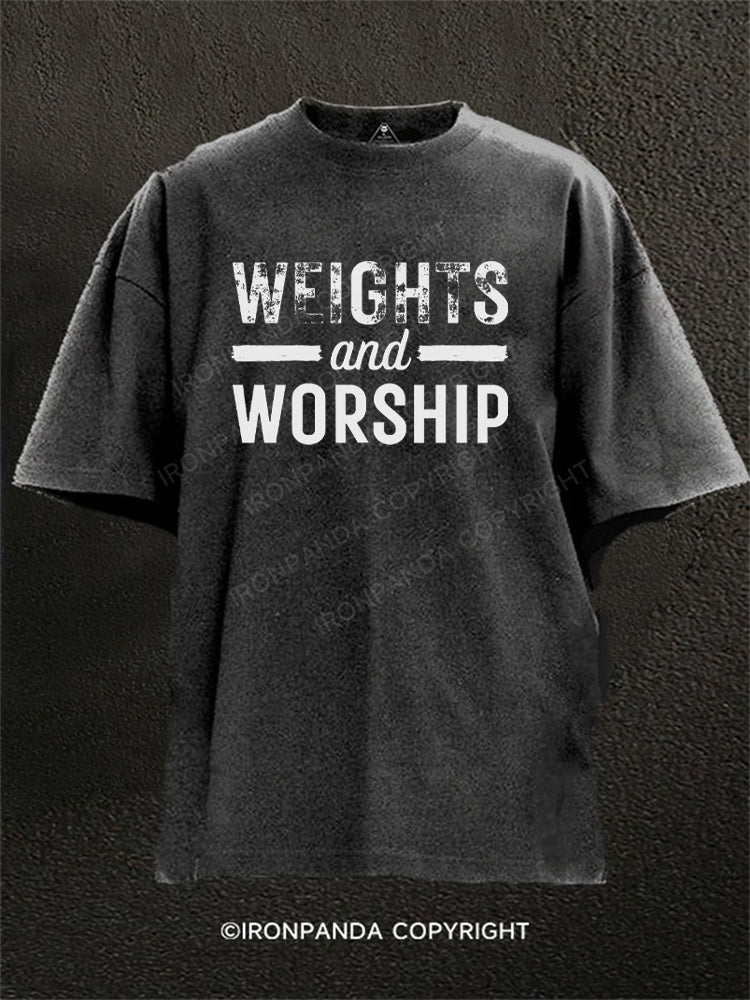 Weights and Worship Washed Gym Shirt