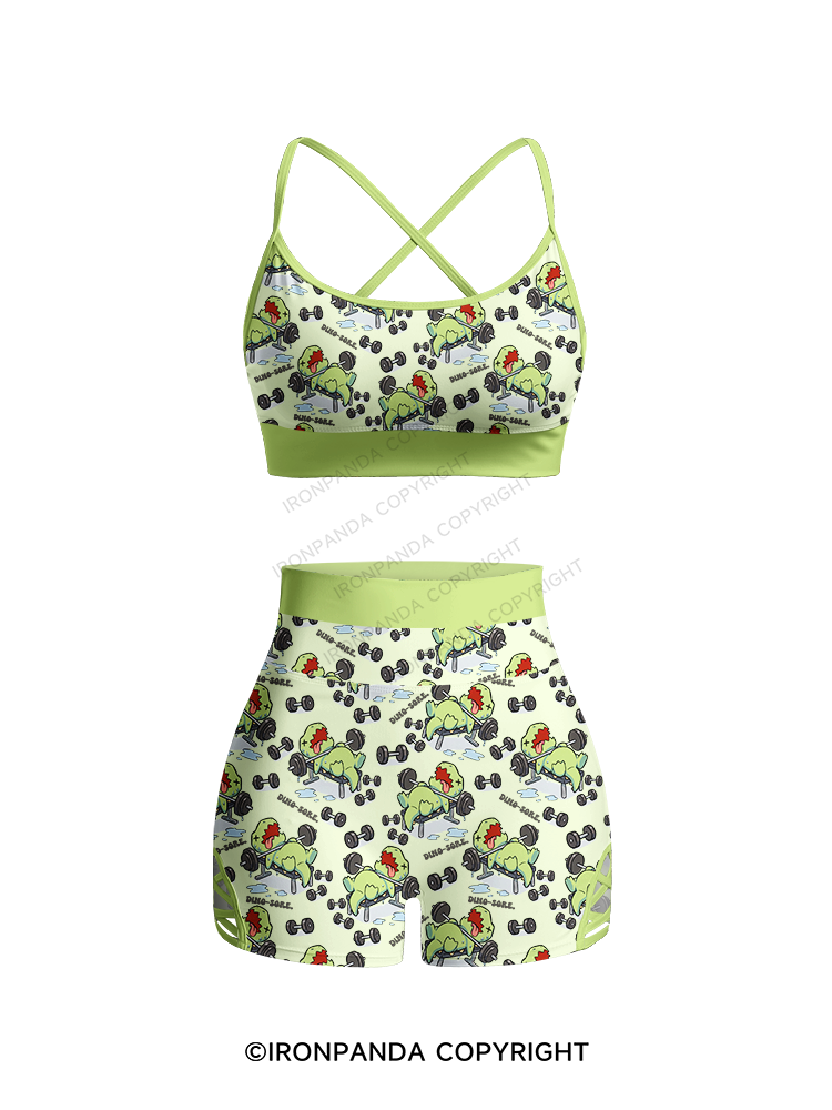 DINO-SORE Printed 2 Piece Yoga Shorts Set