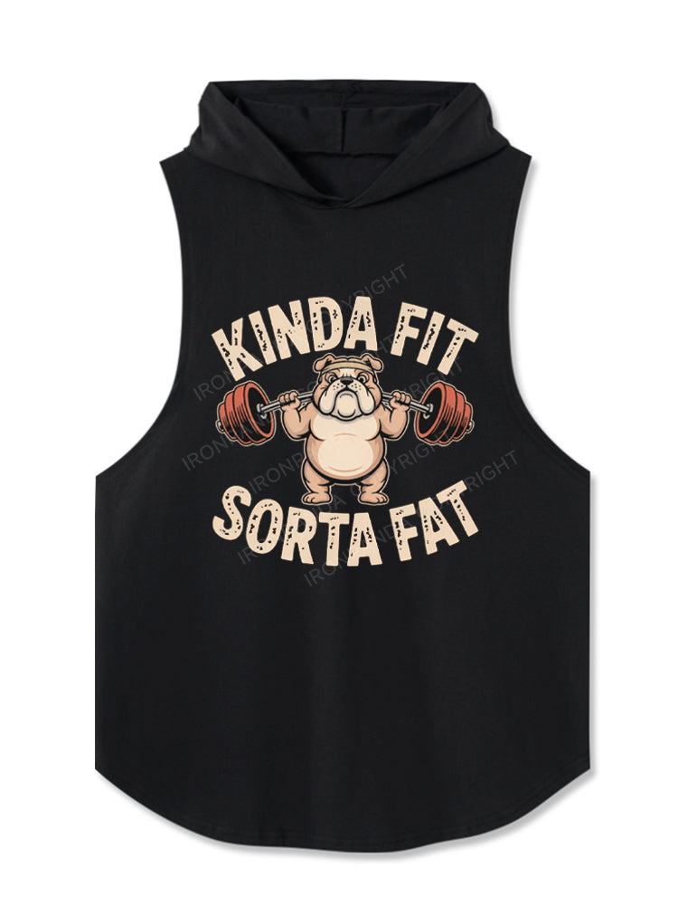 Kinda Fit Sorta Fat Funny Cute Bulldog Hooded Tank
