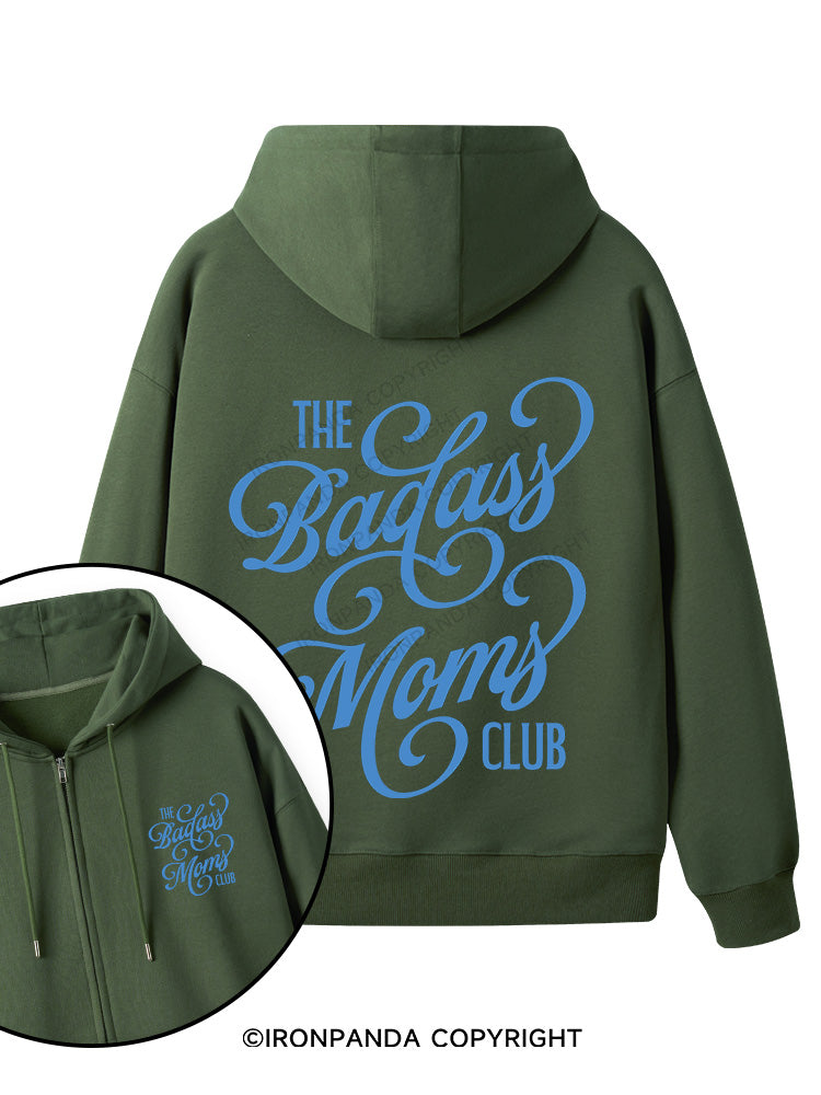THE BADASS MOMS CLUB Double-Sided Printed Fleece Zip Up Hoodie