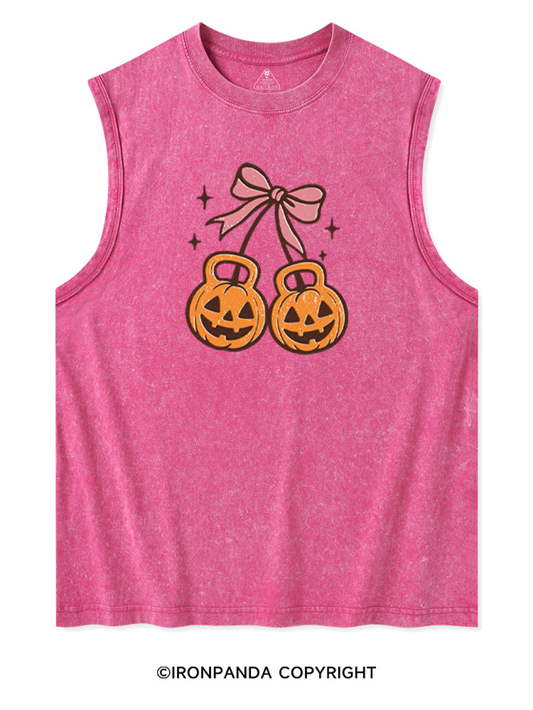 CHERRY PUMPKIN KETTLEBELL HALLOWEEN Washed Tank
