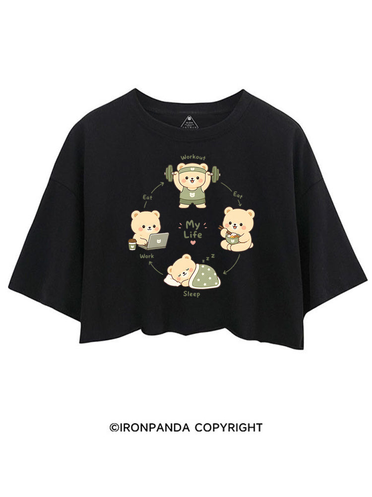MY LIFE CUTE BEAR GYM CROP TOPS