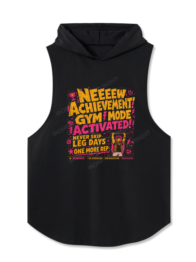 New Achievement Fitness Never Skip Leg Hooded Tank