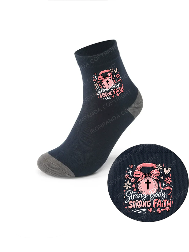 STRONG BODY, STRONG FAITH JESUS Crew Socks