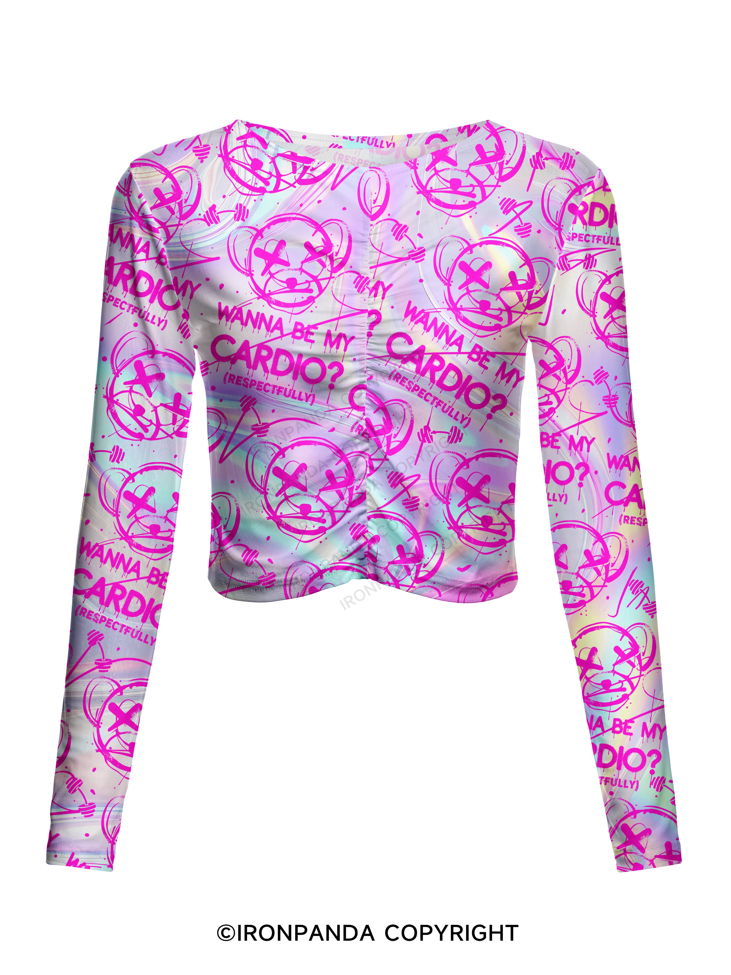 WANNA BE MY CARDIO Mesh Long Sleeve Top