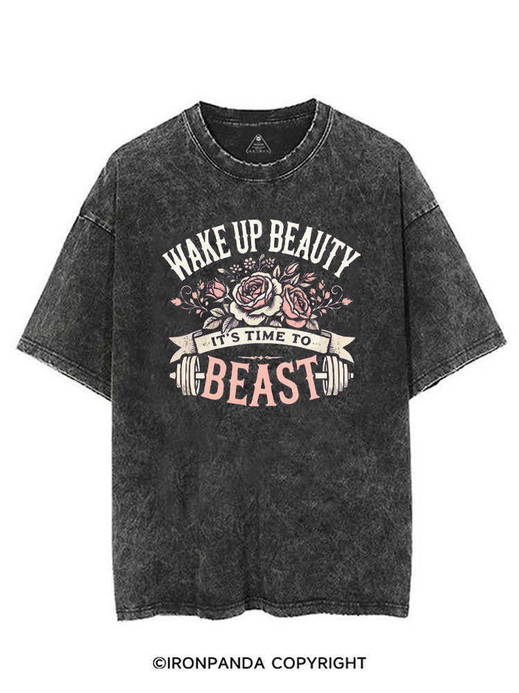 WAKE UP BEAUTY IT'S TIME TO BEAST VINTAGE GYM SHIRT