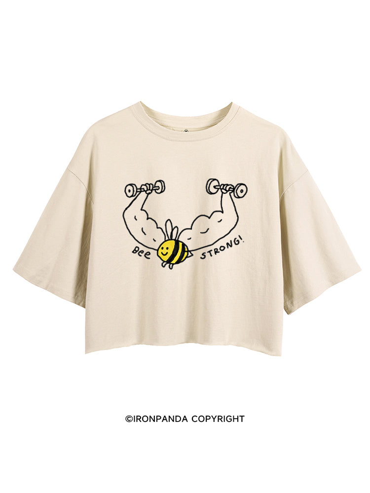 BEE STRONG! FUNNY GYM CROP TOPS