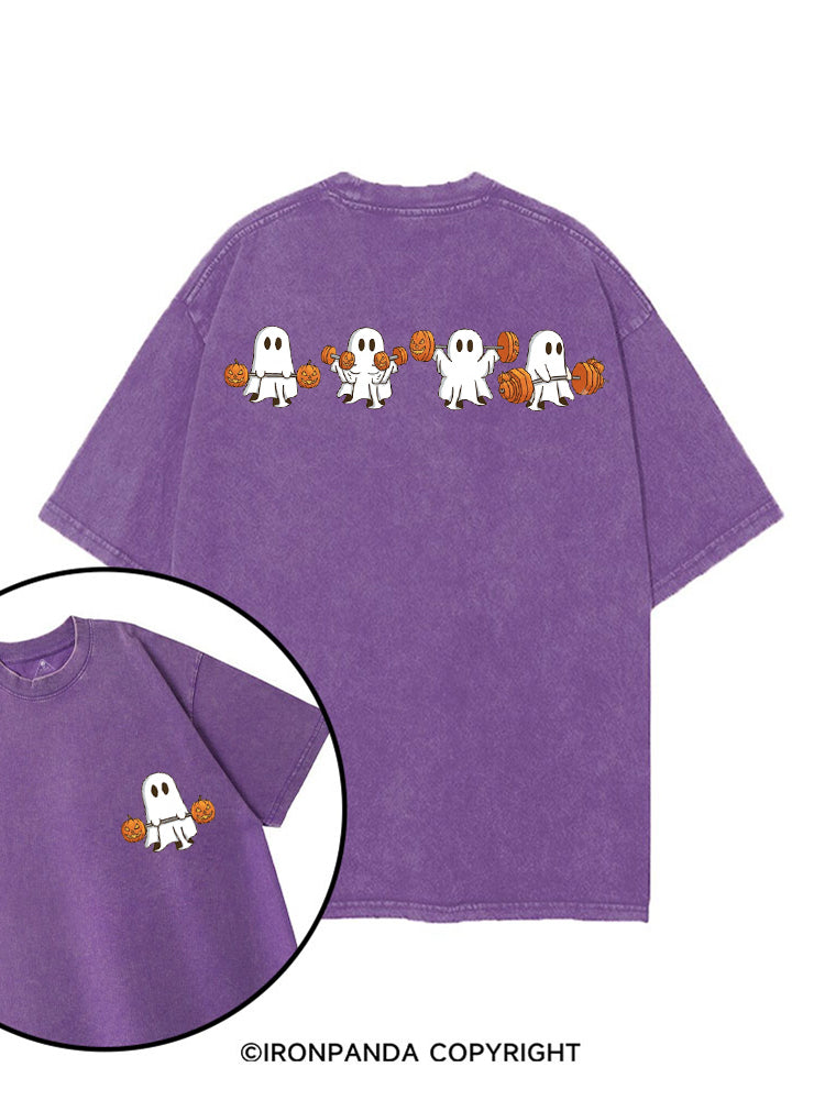 WEIGHT LIFTING GHOSTS FUNNY FITNESS printed Gym Shirt