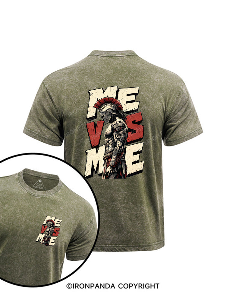 Me Vs Me Spartan Warrior Printed Washed Gym Shirt