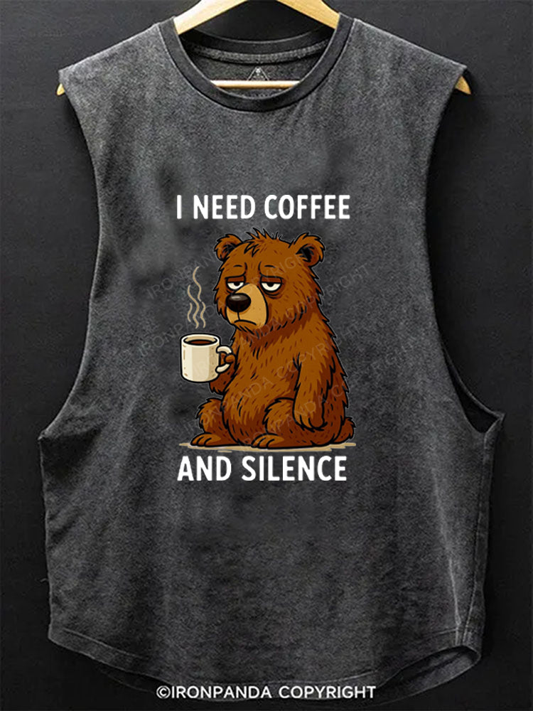 I NEED COFFEE AND SLIENCE Scoop Bottom Cotton Tank