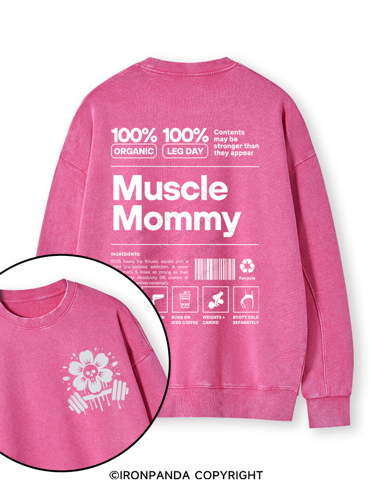 Muscle Mom Letters Double-Sided Printed Washed Sweatshirt