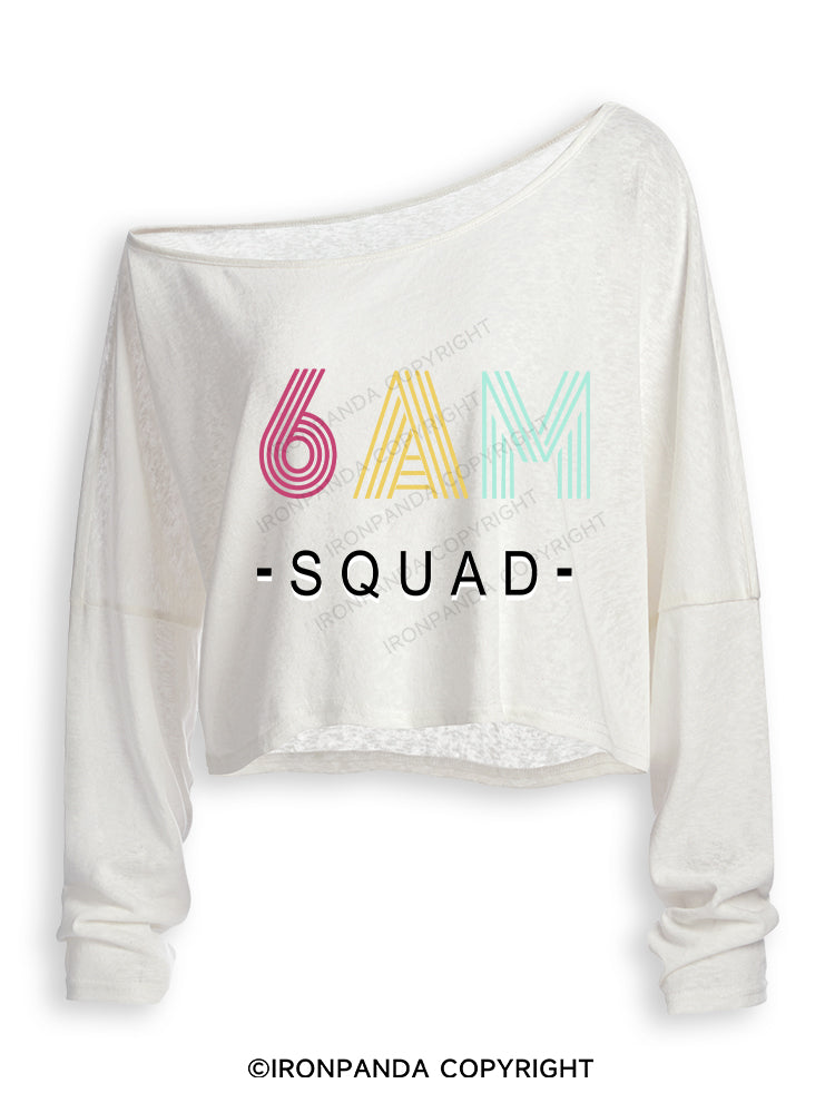 6 AM SQUAD Off Shoulder Long Sleeve Crop Top