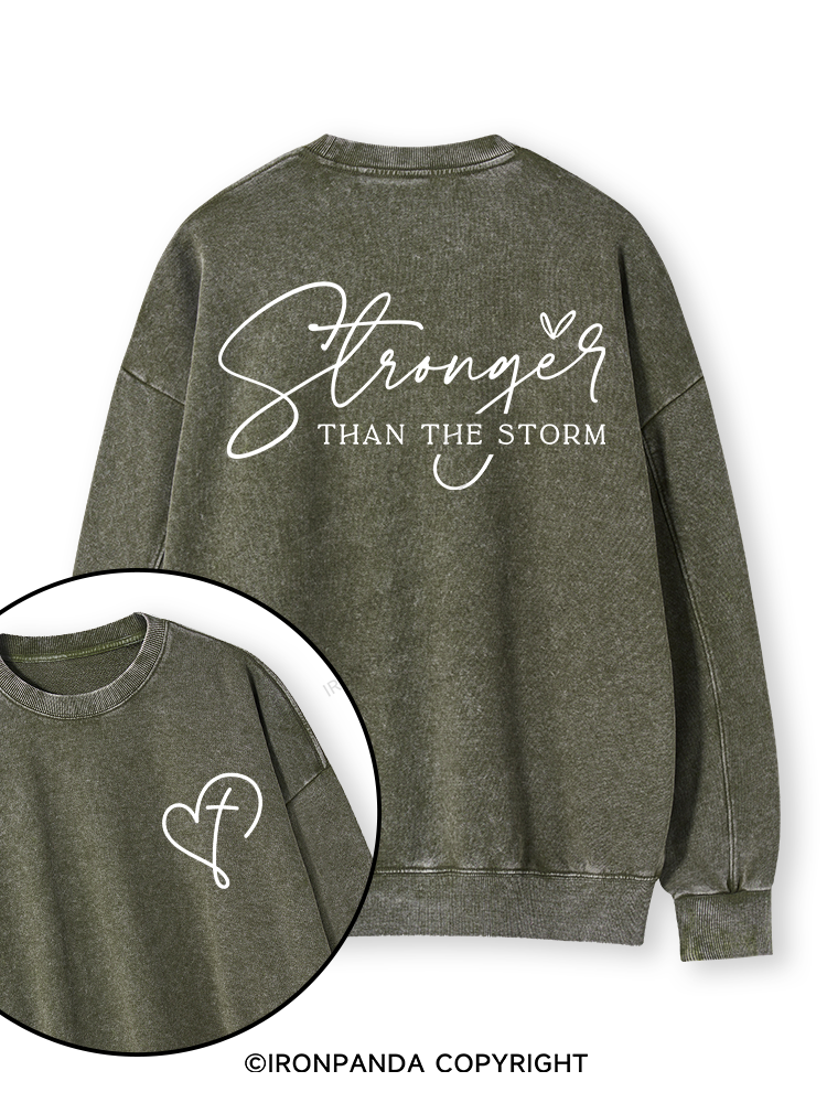 Stronger Than The Storm Double-Sided Printed Washed Sweatshirt