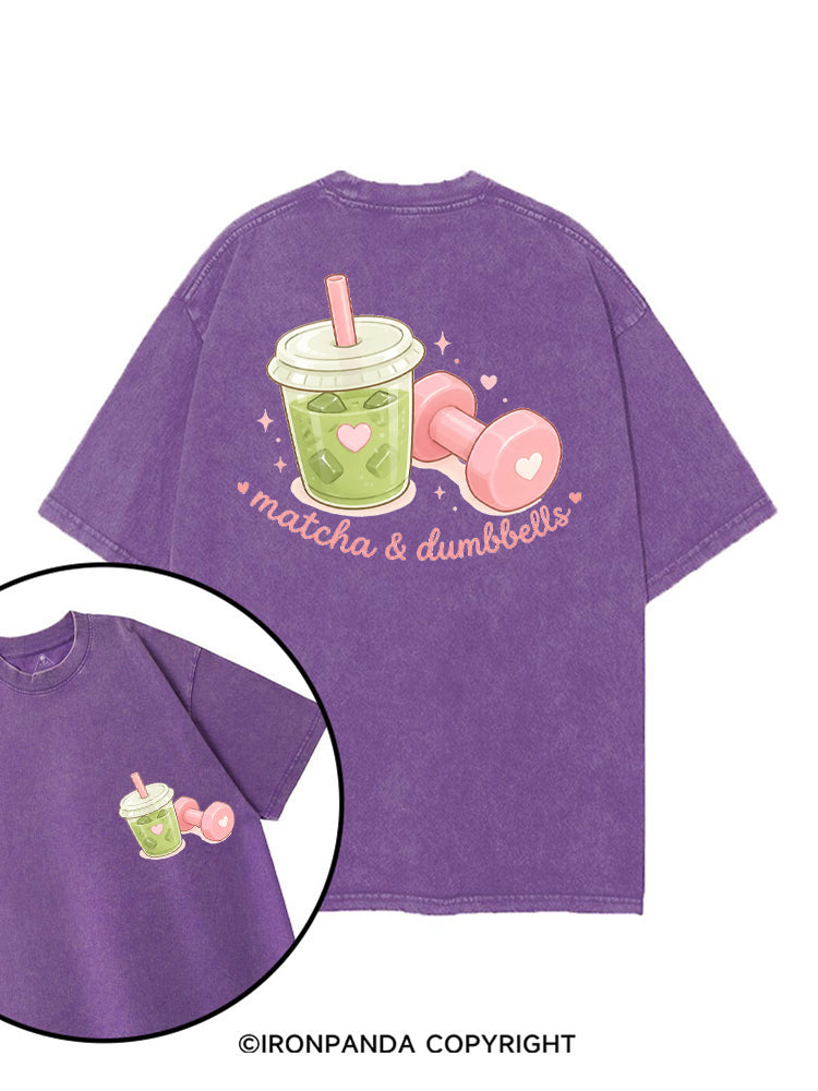 MATCHA & DUMBBELLS MATCHA GYM LOVER printed Gym Shirt