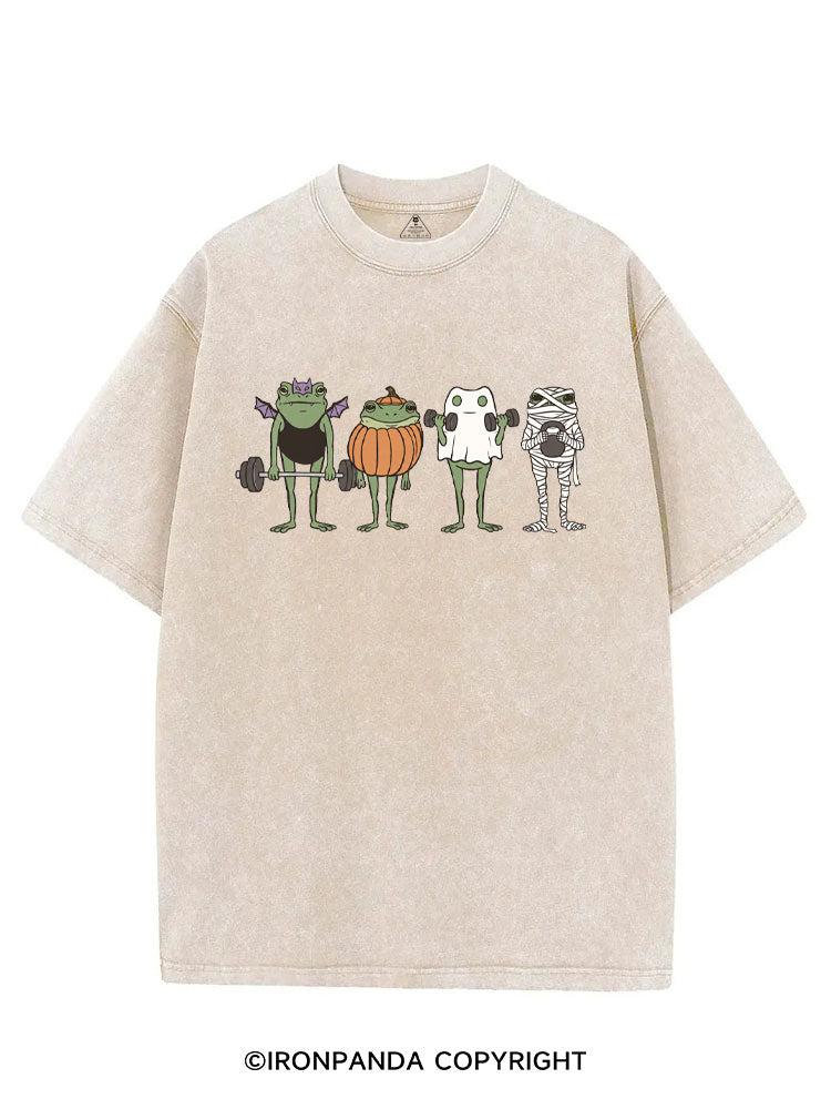 HALLOWEEN FROG LIFTING CREW VINTAGE GYM SHIRT