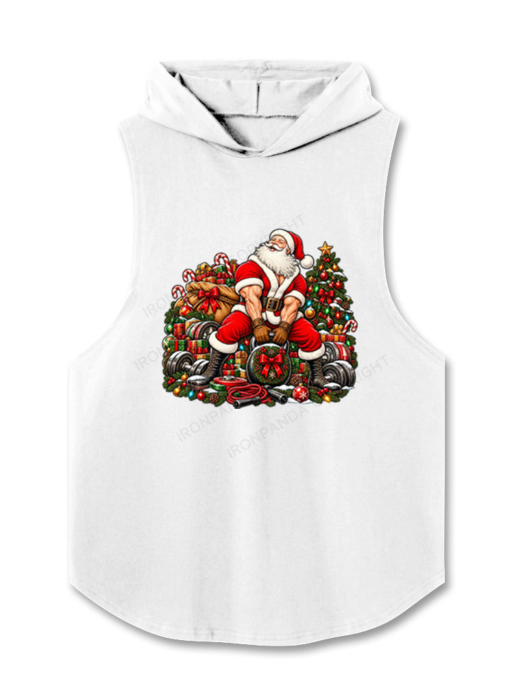 Muscular Santa Kettlebell Hooded Tank
