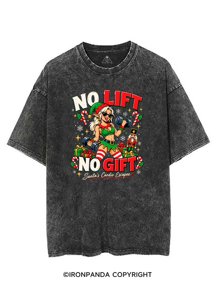 NO LIFT NO GIFT SANTAS CARDIO ESCAPEE ELF VINTAGE GYM SHIRT