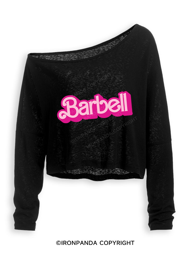 BARBELL Off Shoulder Long Sleeve Crop Top