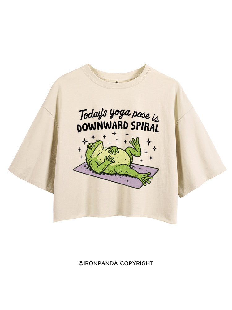 Today's Yoga Pose Is Downward Spiral Frog CROP TOPS