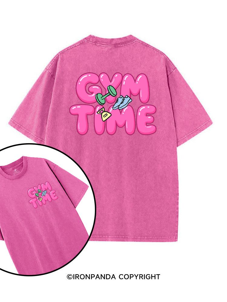 Gym Time Pink Bubble printed Gym Shirt
