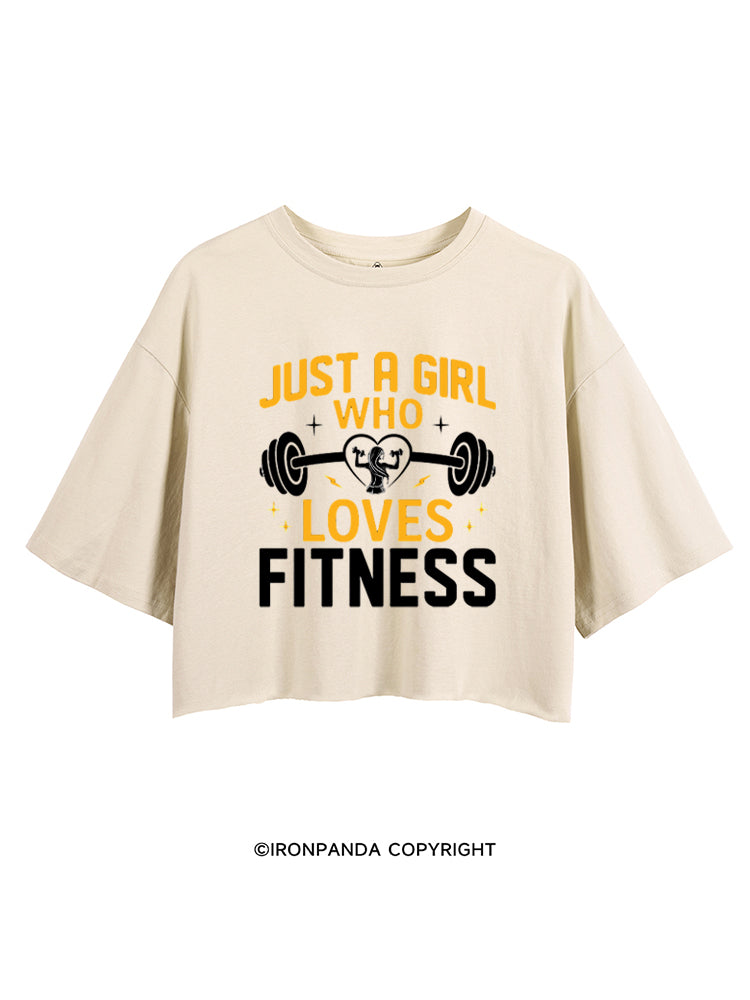 JUST A GIRL WHO LOVES FITNESS HEART CROP TOPS