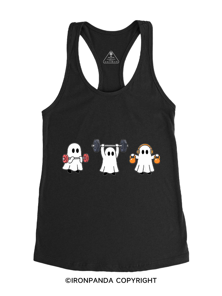 GHOST LIFTING WEIGHTS BARBELL GYM LOVERS Gym Racerback Tank