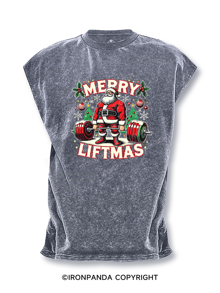 Merry Liftmas Santa Christmas Cut Off Tank
