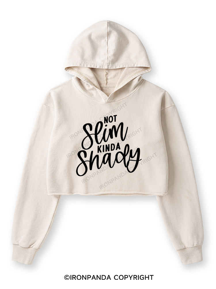 NOT SLIM KINDA SHADY Washed Crop Hoodie