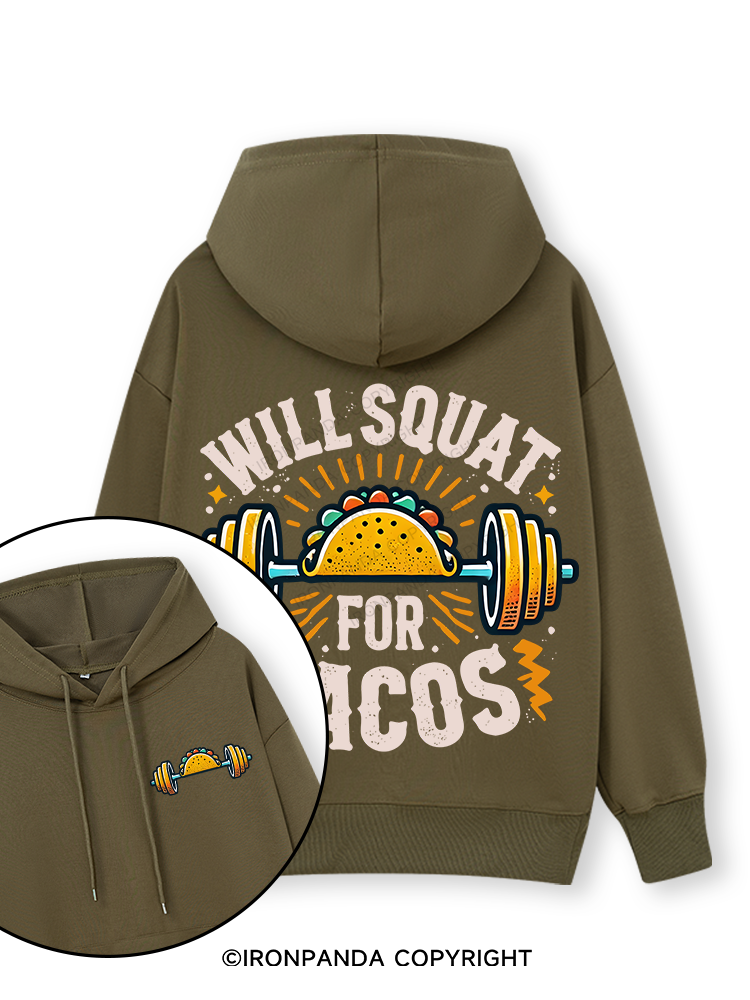 WILL SQUAT FOR TACOS Double-Sided Printed Classic Gym Hoodie