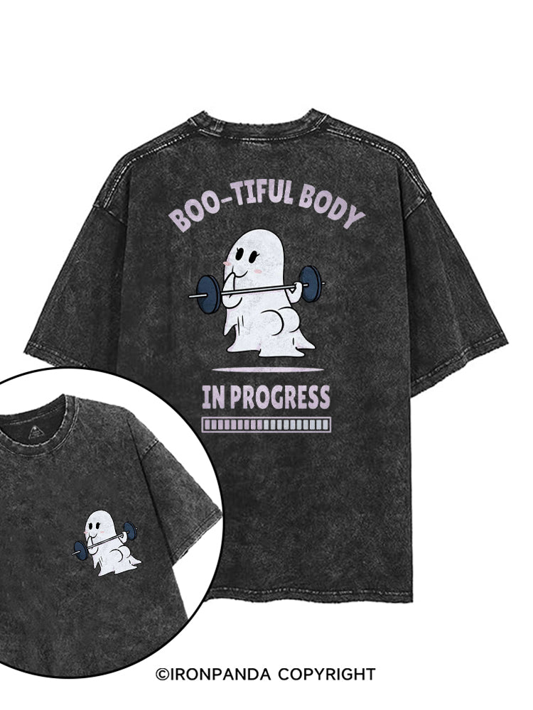 BOO-TIFUL BODY IN PROGRESS printed Gym Shirt