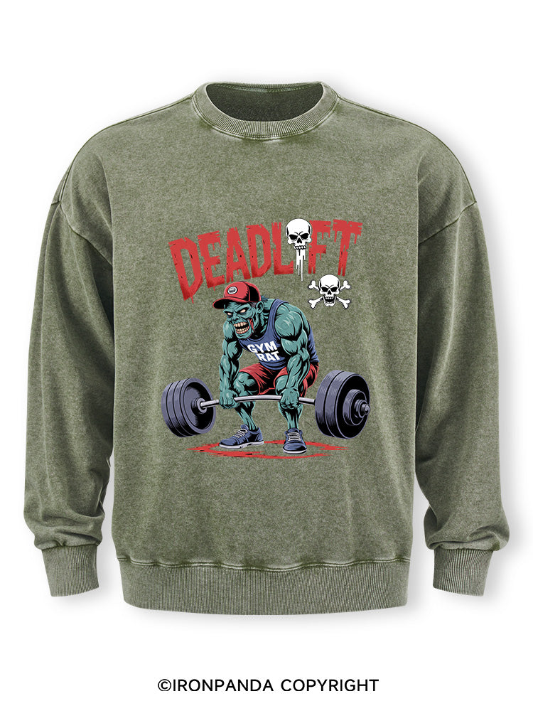 Zombie Funny Deadlift Washed Sweatshirt