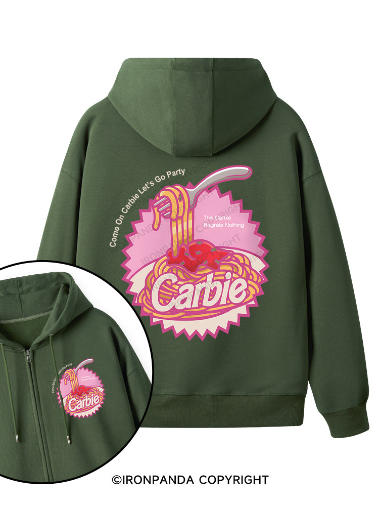 Carbie I Love Carbs Bread Pasta Pizza Double-Sided Printed Fleece Zip Up Hoodie
