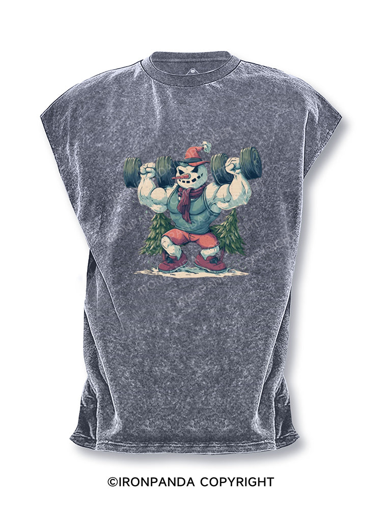 FUNNY GYM SNOWMAN Cut Off Tank