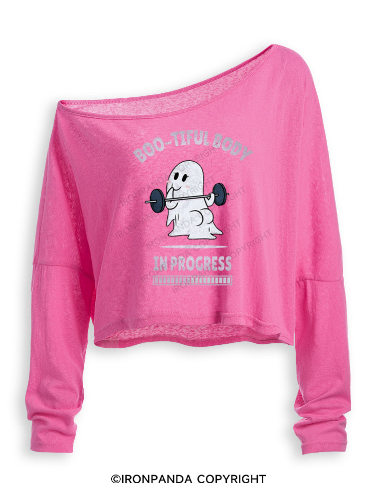 BOO-TIFUL BODY IN PROGRESS Off Shoulder Long Sleeve Crop Top