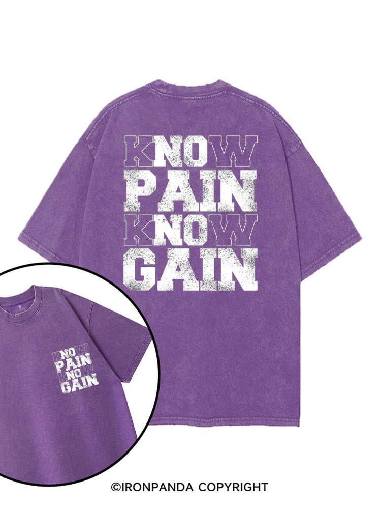 KNOW PAIN KNOW GAIN printed Gym Shirt