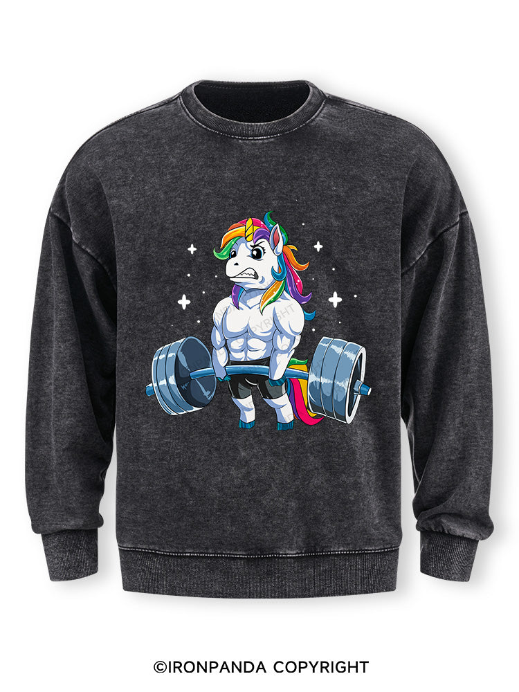 Weightlifting Unicorn Washed Sweatshirt