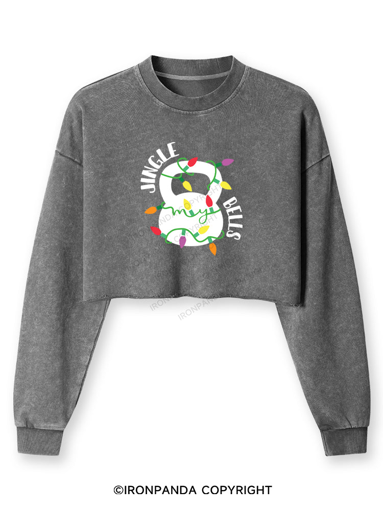 JINGLE MY BELLS Washed Long-Sleeve Crop Top