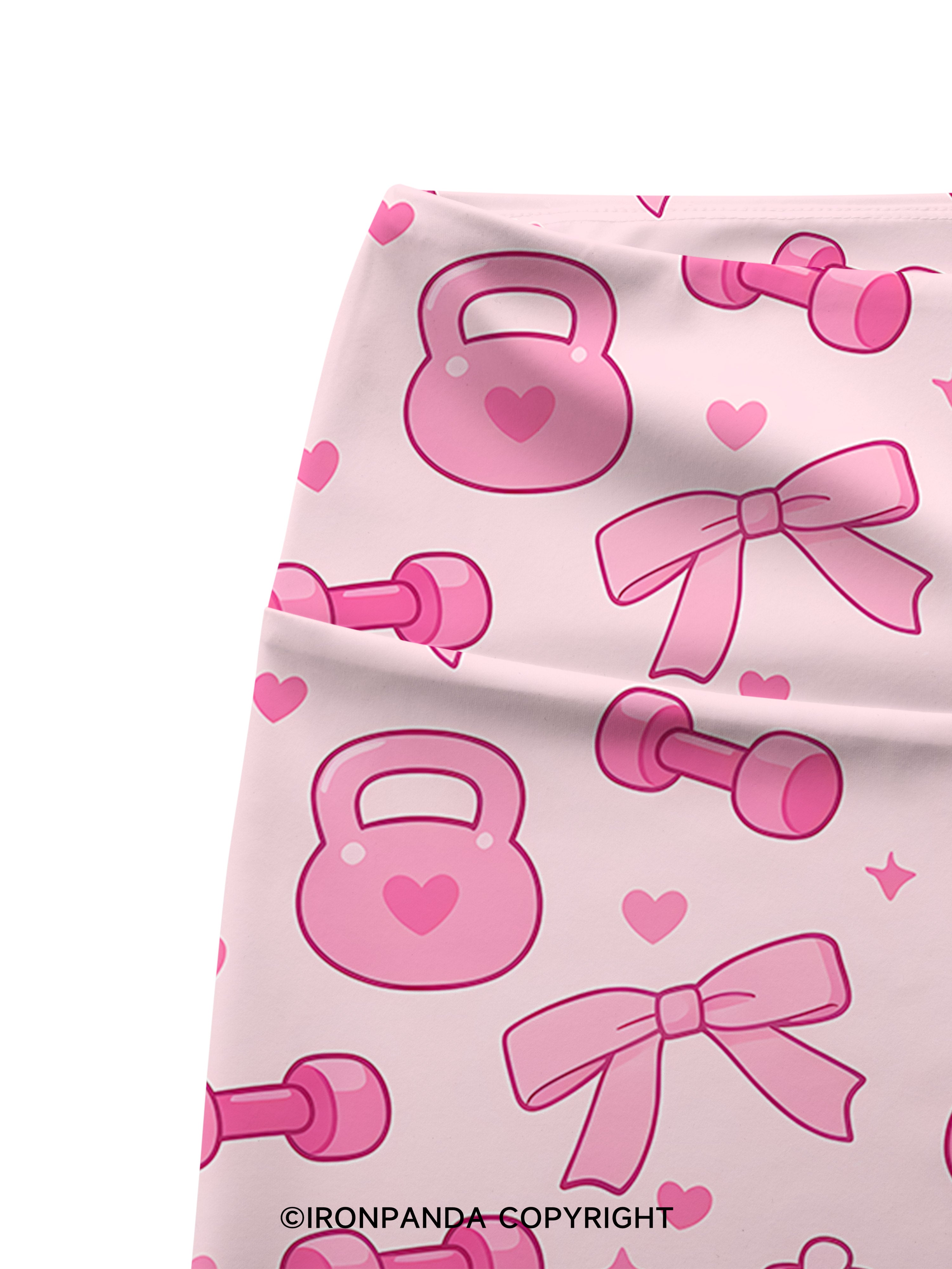 Bow Dumbbell Kettlebell Printed Yoga Cycling Shorts