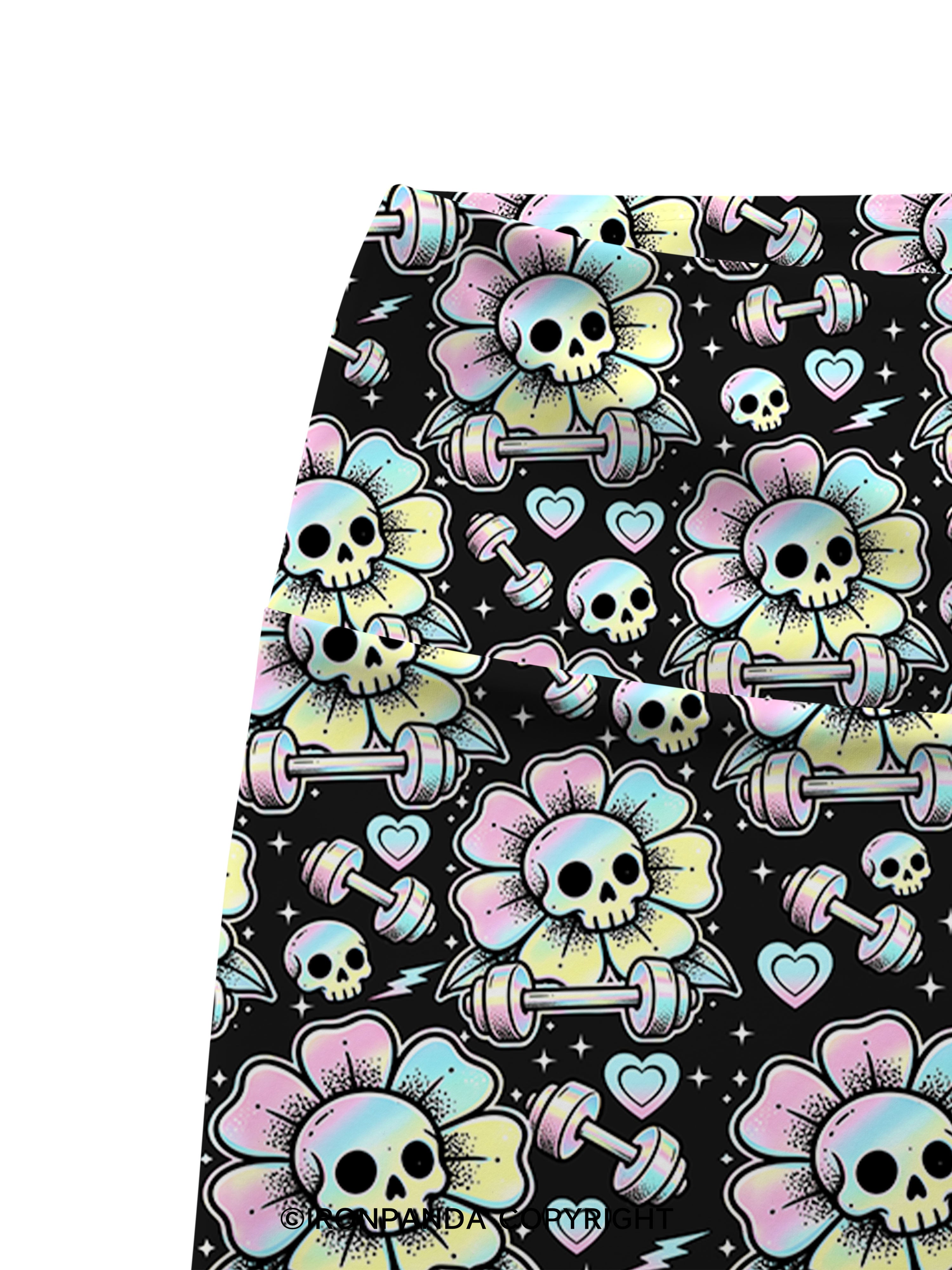 IF I DIE I DIE Skull Printed Yoga Cycling Shorts