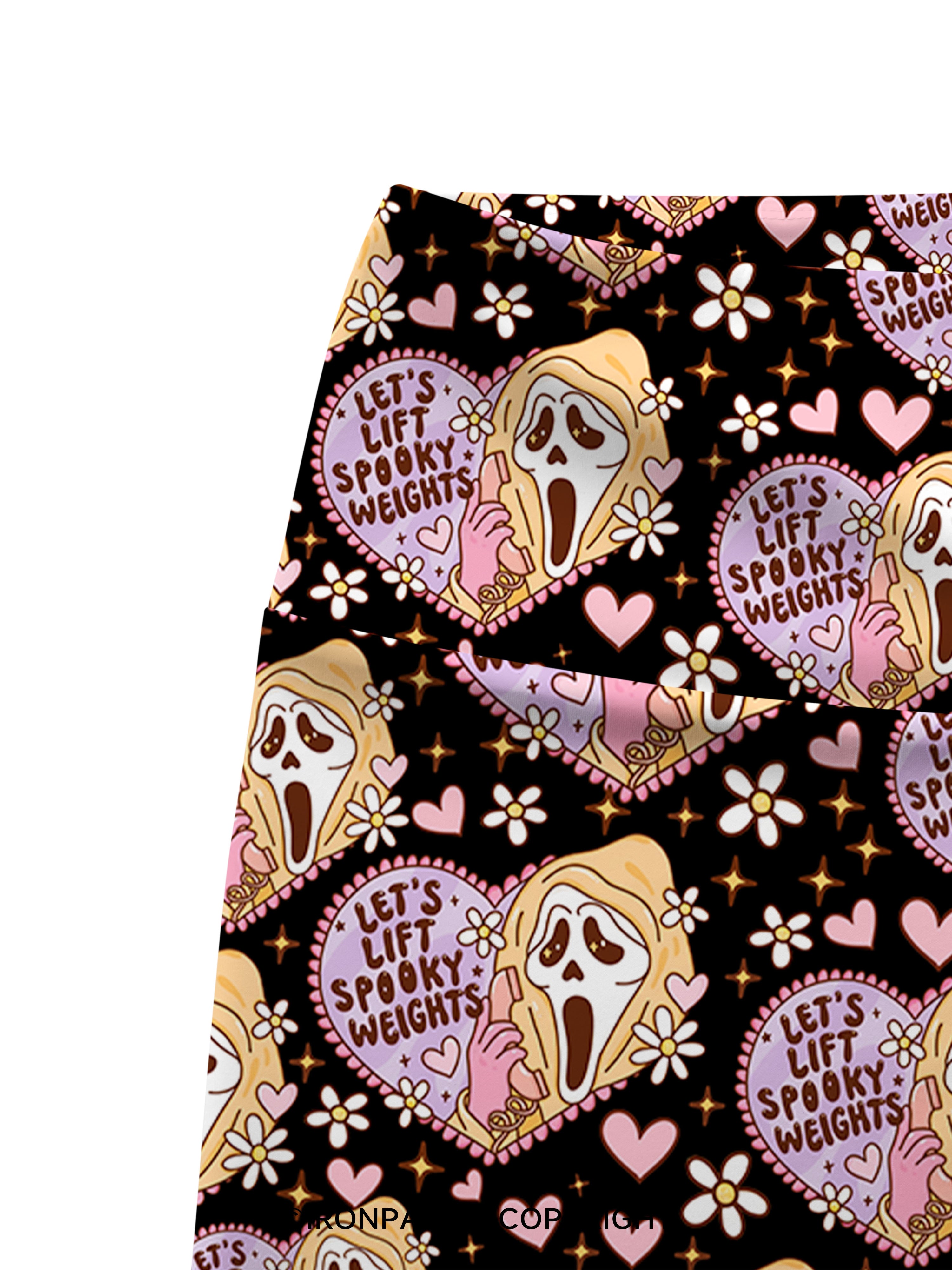 LET'S LIFT SPOOKY WEIGHTS Printed Yoga Cycling Shorts