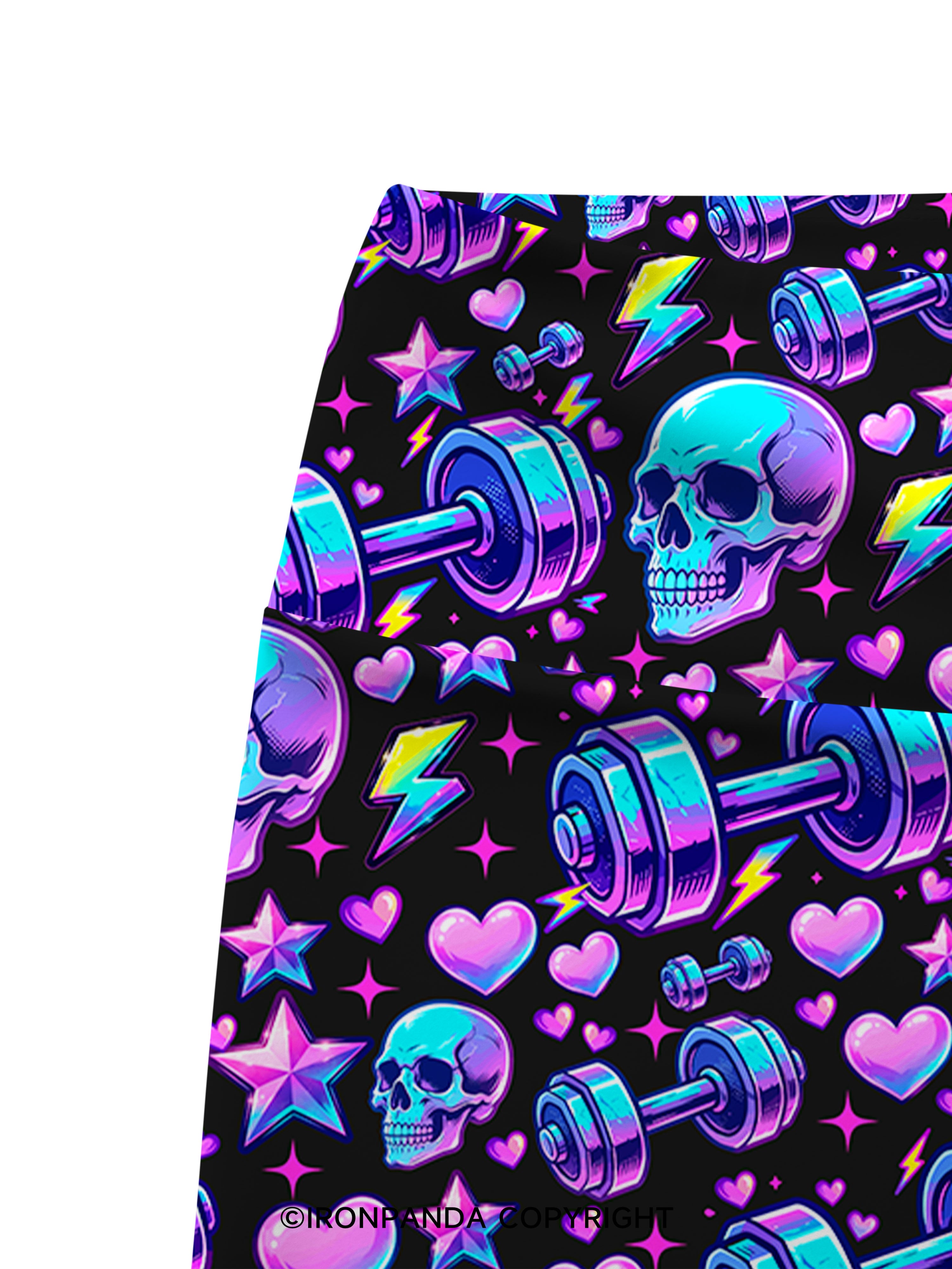 Weightlifting Skull Printed Yoga Cycling Shorts
