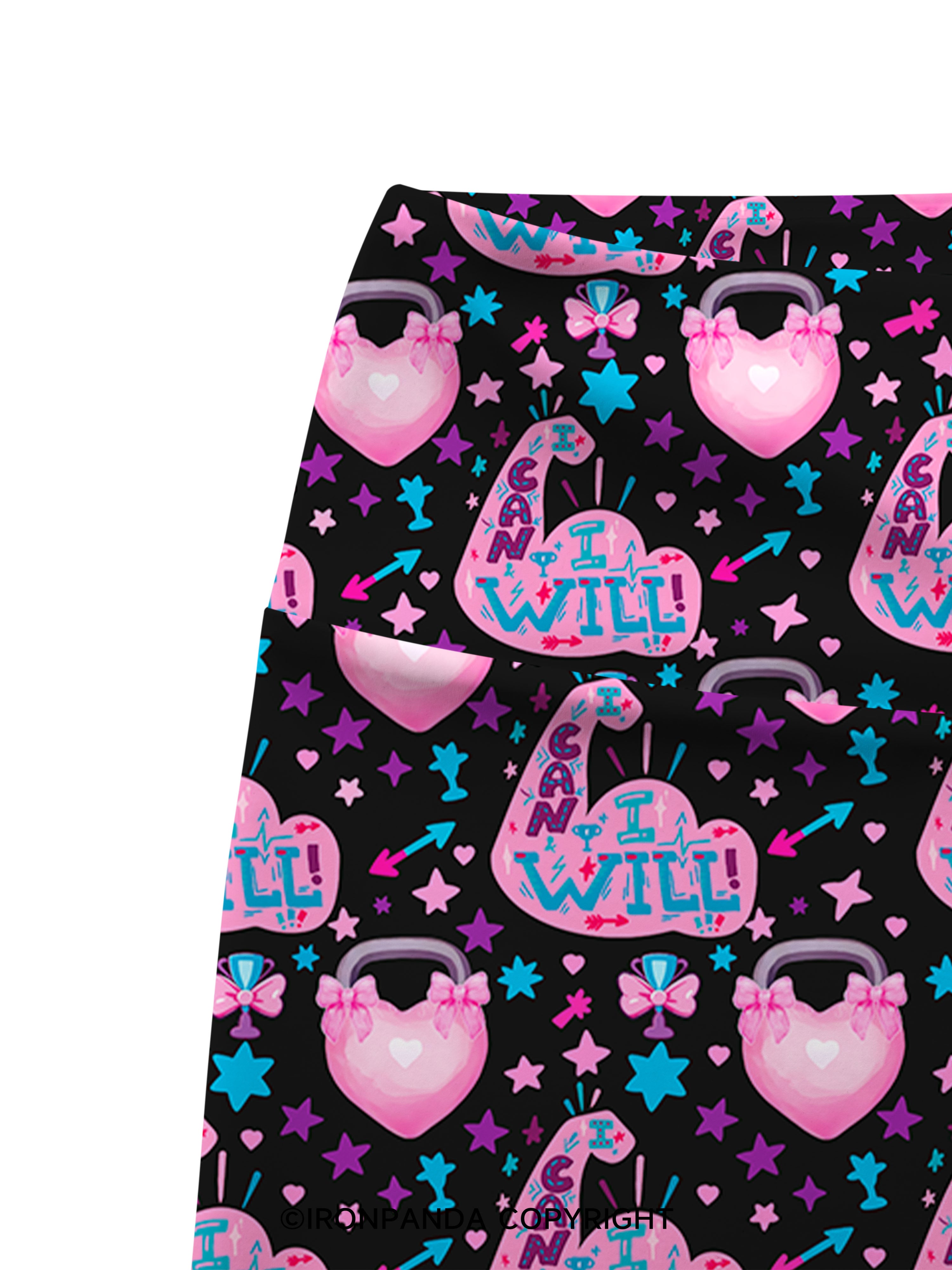 I CAN AND I WILL STRONG MUSCLE HEART Printed Yoga Cycling Shorts