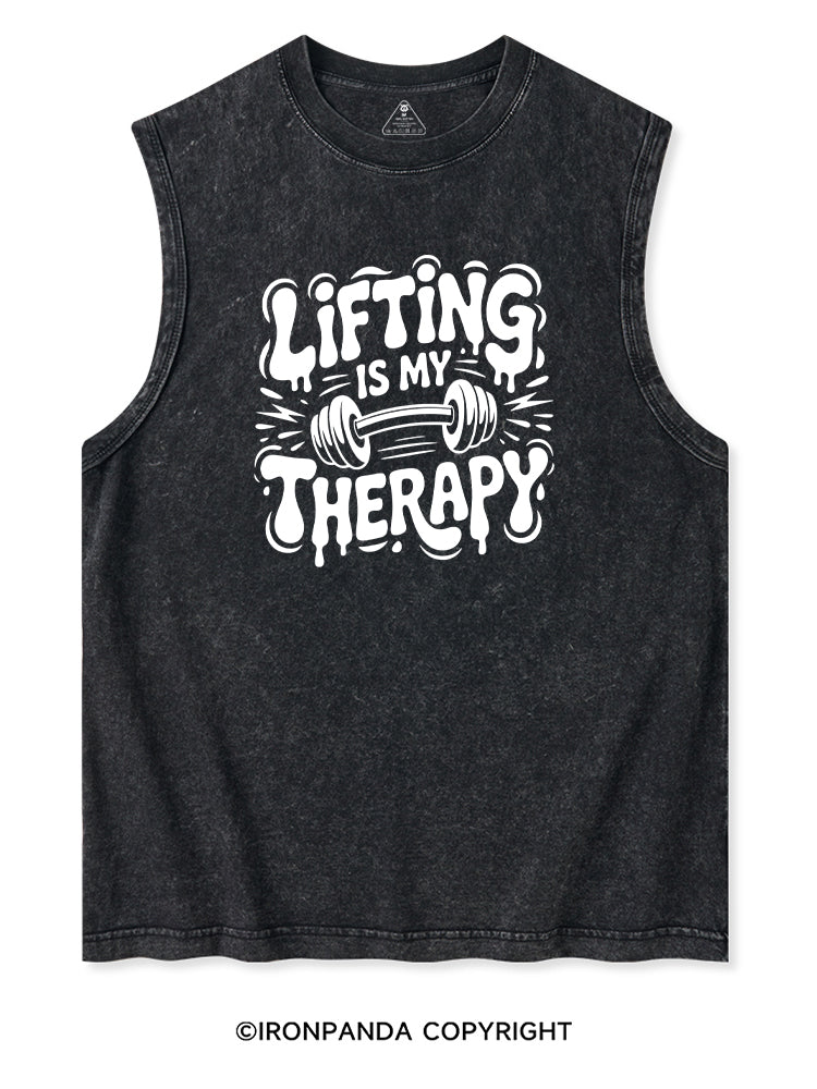 LIFTING IS MY THERAPY POSITIVE GYM VIBE Washed Tank