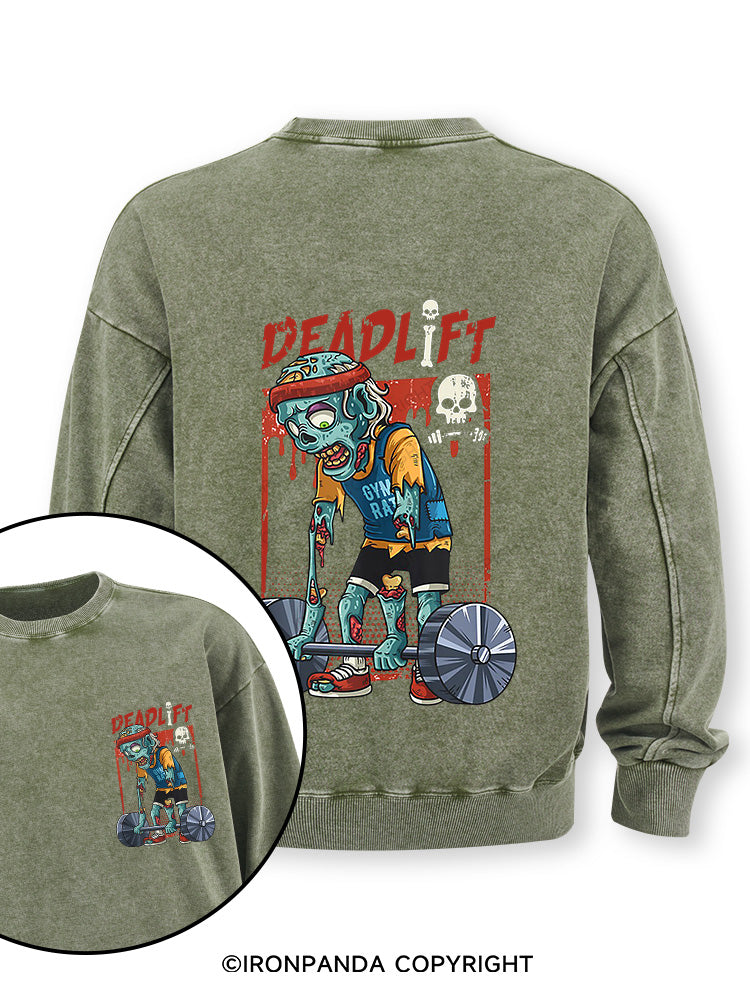 deadlift zombie Double-Sided Printed Washed Sweatshirt