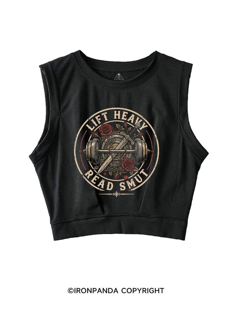 LIFT HEAVY READ SMUT BOOK GYM LOVER SLEEVELESS CROP TOPS