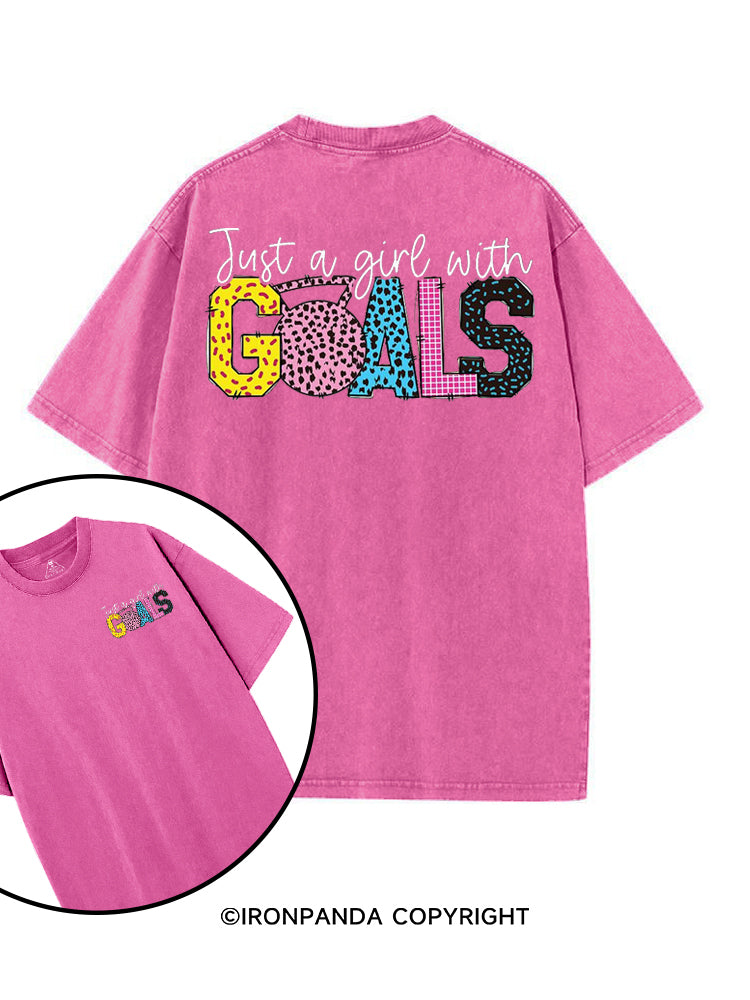 JUST A GIRL WITH GOALS COLORFUL GYM printed Gym Shirt