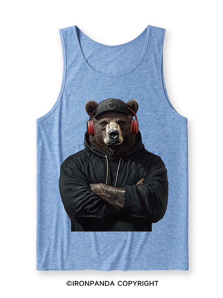 Bear with headphones Ultra Soft Heather Tank