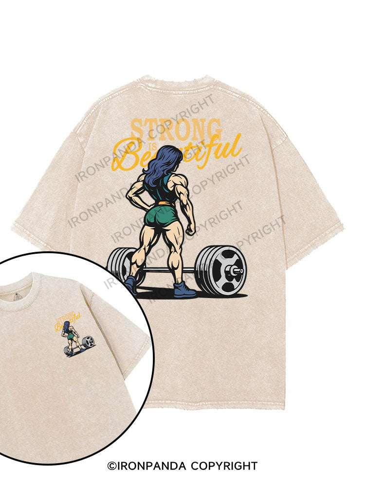 STRONG IS BEAUTIFUL printed Gym Shirt